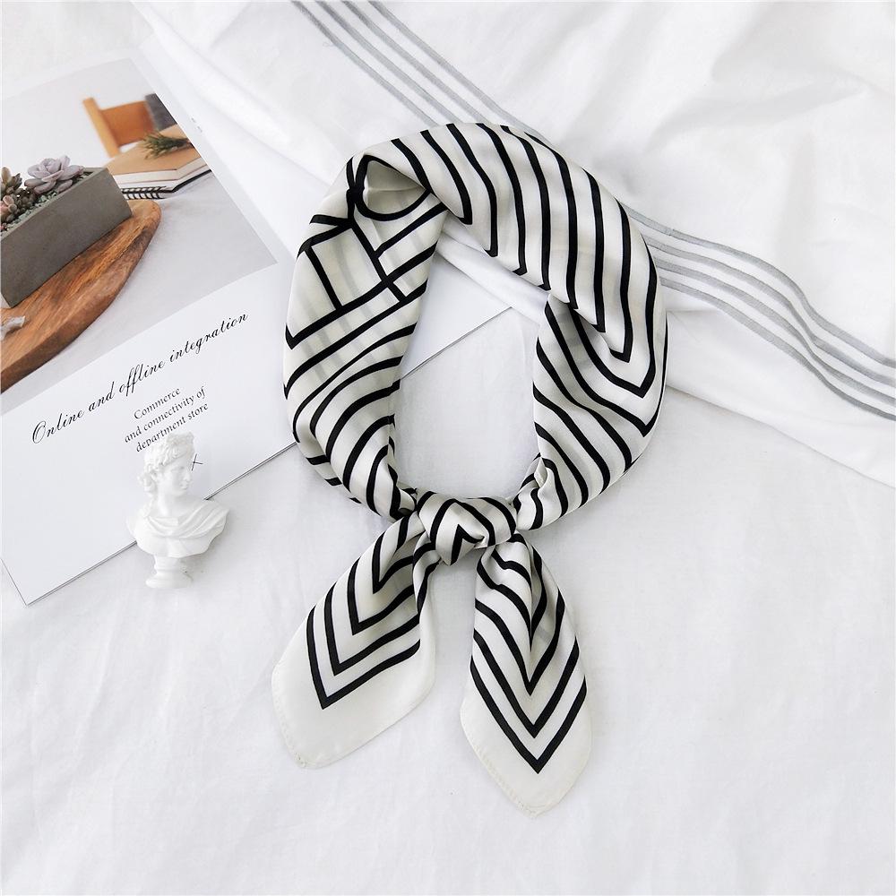 70 Stripes Small Silk Scarf - Women's Spring/Summer/Autumn Versatile Korean Neck Protection Neck Scarf