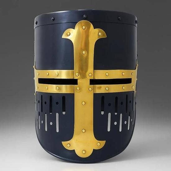 

Ручной работы Средневековый великий шлем XIV века Идеально подходит для ярмарки эпохи Возрождения, косплея, LARP, костюма на Хэллоуин Аутентичная реплика стальных доспехов