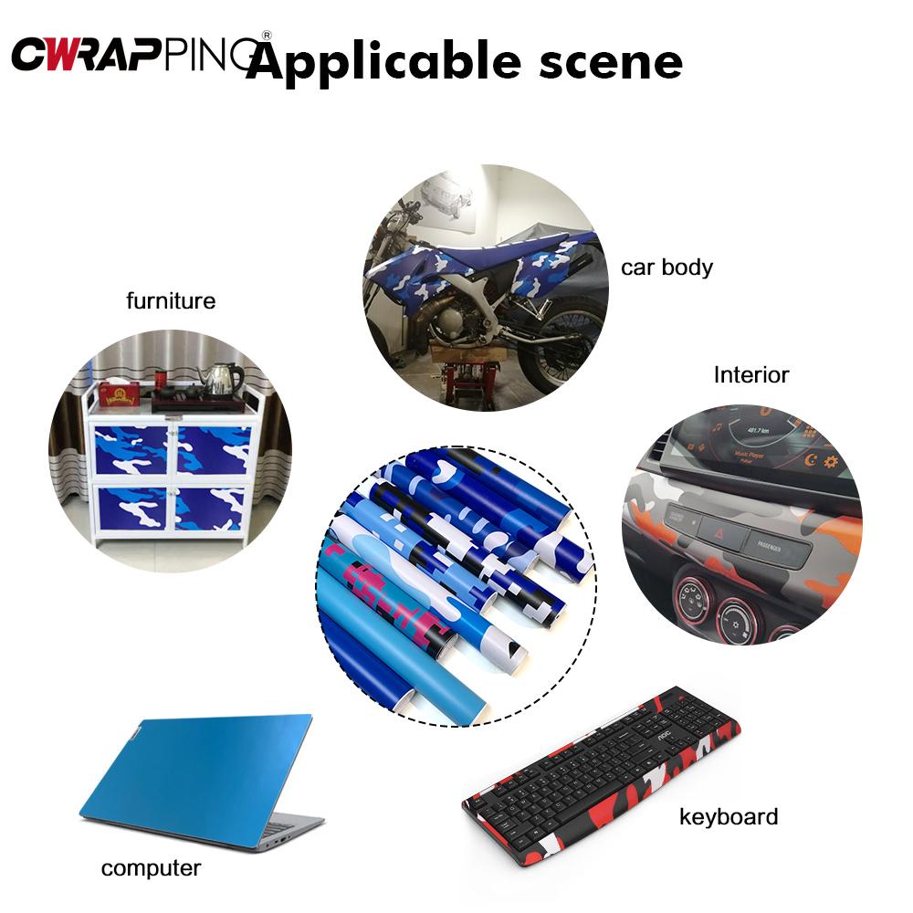 Car Stickers Blue Camouflage Pattern Vinyl Wrap Film Glue Waterproof Decorate Sticker for Computer Motorcycle Car Accessories