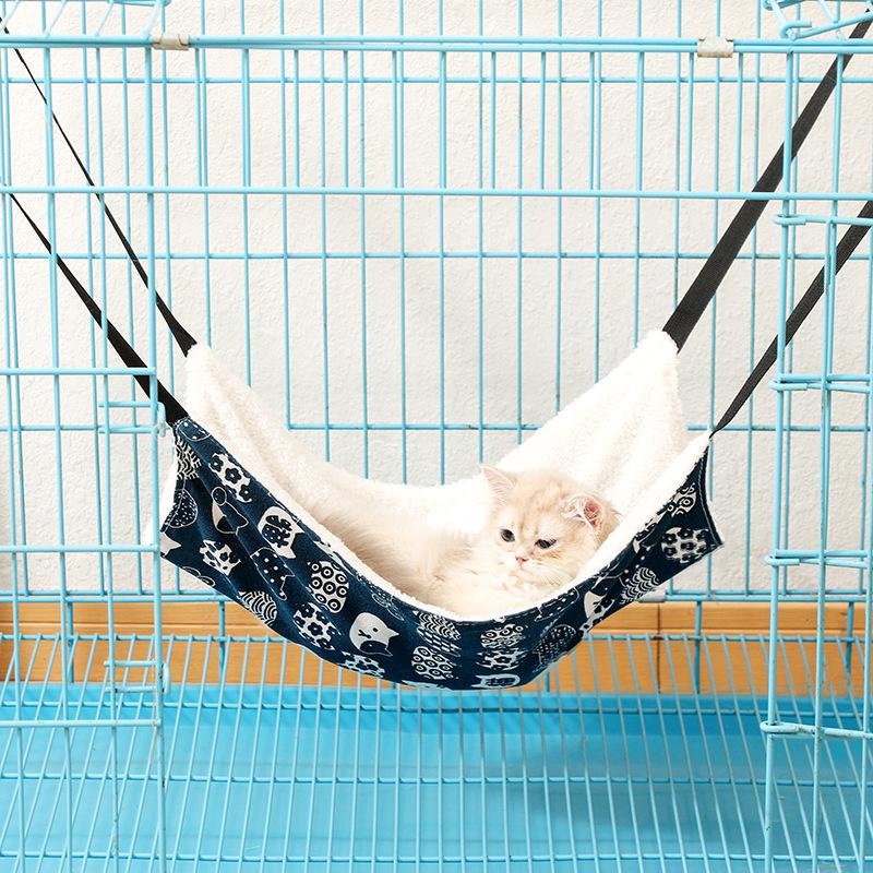 Adjustable Fleece Cat Hammock Bed for Hammies & Chinchillas - Thickened Hanging Pet Cage Hammock