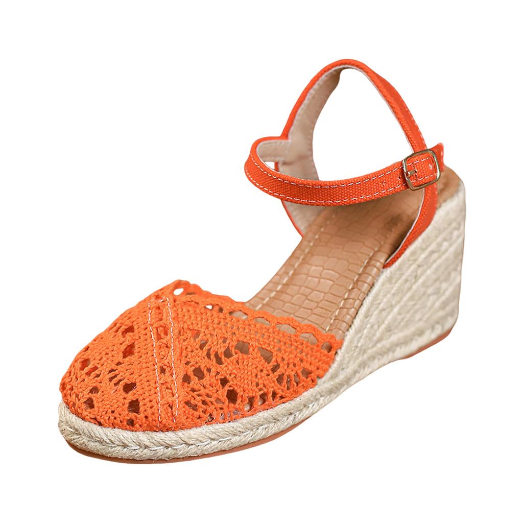 Women'S Wedge Heel Platform Fabric Shoes With Closed Toe Cutout Design Strap Tan Sandals For Women Dressy Sandals For Women Size