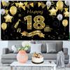 1 piece, birthday party decoration flag, background decoration for 18th birthday party, black and gold 18th birthday decoration