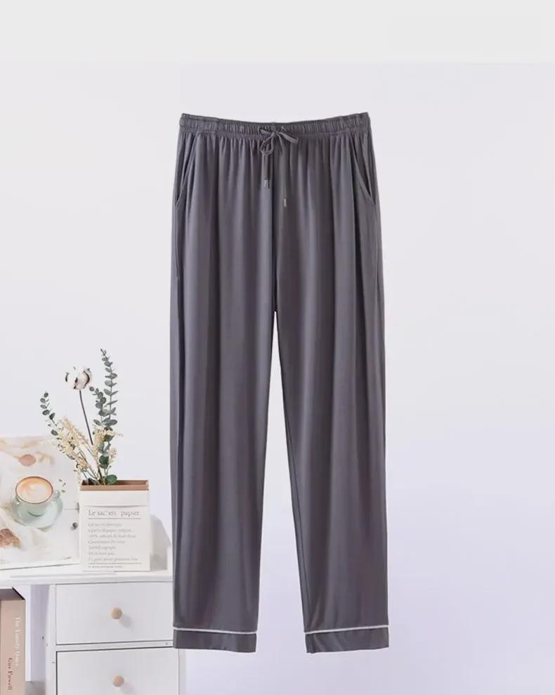 Pantaloni de pijama modal ocazional pentru bărbați – pantaloni largi, subțiri pentru acasă pentru ținute de interior/exterior