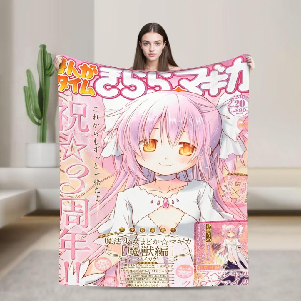 Puella Magi Madoka Magica Blanket Fleece Air Conditioning Cartoon Breathable Soft Throw Blankets for Home Plush Thin Quilt