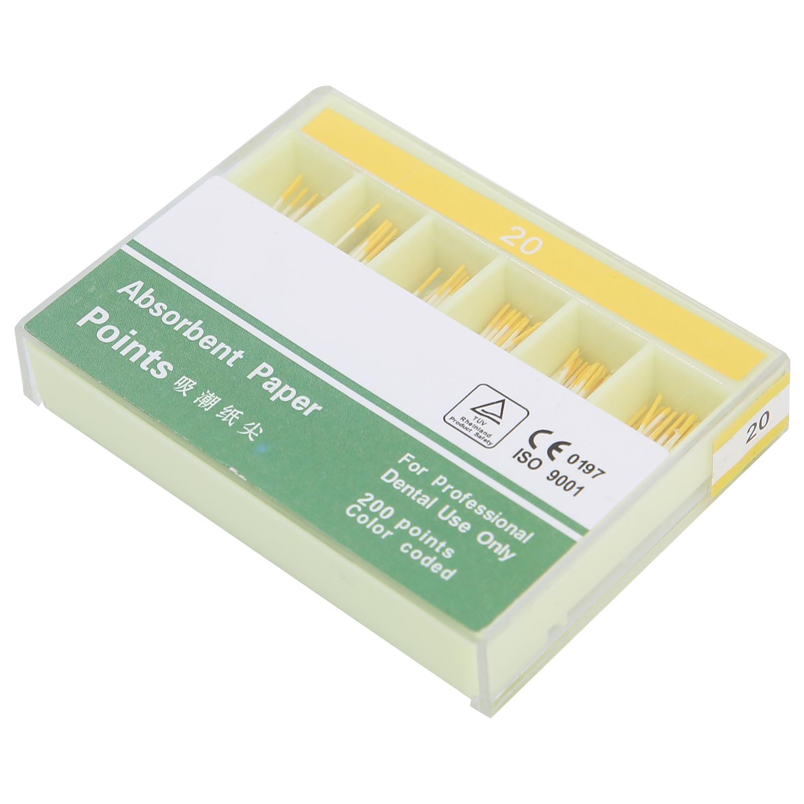

200 шт. Дентальные абсорбирующие бумажные штифты Абсорбирующие бумажные штифты для корневых каналов Стоматологический инструмент 20# Желтый
