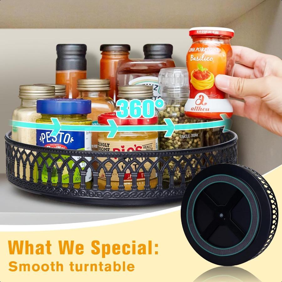 

Вращающийся органайзер для специй 10 и 11 дюймов, круглая металлическая вращающаяся полка для специй, хранение и держатель для баночек со специями для кладовой, шкафа, ванной United States