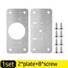 Cabinet Hinge Repair Plate Kits Stainless Steel Furniture Door Hinge Mounting Plate with Hole Home Kitchen Cupboard Fixing Tools