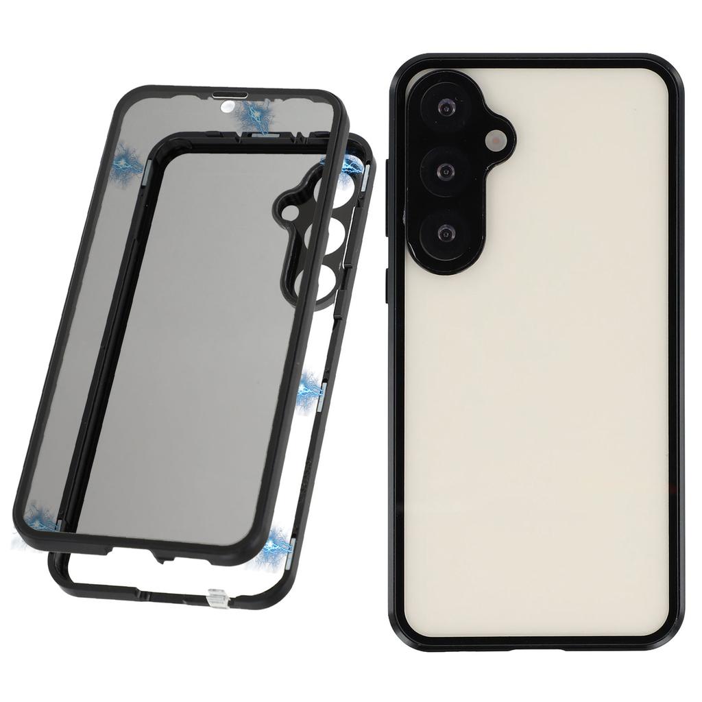 For Samsung Galaxy S25+/S24+ Case with Anti-Spy Screen Protector/Lens Film Tempered Glass Metal Phone Cover Magnetic Clasp