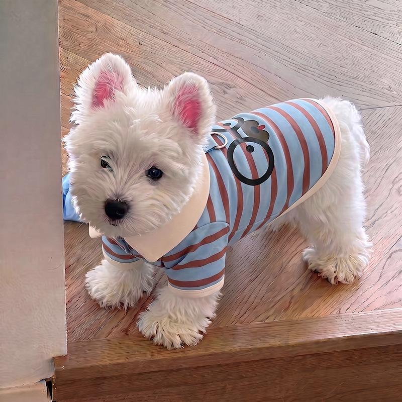 Dog Clothes Spring and Autumn Bigbear Teddy Puppet Small Dog Cat Pet Anti-Hair Loss Striped Vest Bicycle
