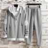 Traje de suéter de otoño de estilo coreano de moda para hombre: Conjunto de cárdigan holgado, chaqueta con capucha y pantalón informal