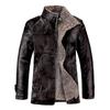 Autumn and Winter Men's Stand Collar Fleece-Lined Thickened Japanese Business Casual Pu Washed Coat Plus-Sized Plus Size Leather Jacket