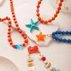 European-American Summer Ocean Necklace: Shell, Crab, Fish, Starfish Stone Pendant & Colorful Beaded Chain for Women