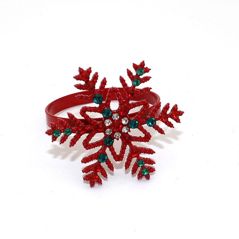 4pcs/lot Christmas Snowflake Napkin Ring Diamond Napkin Buckle Alloy Napkin Ring Cloth Ring