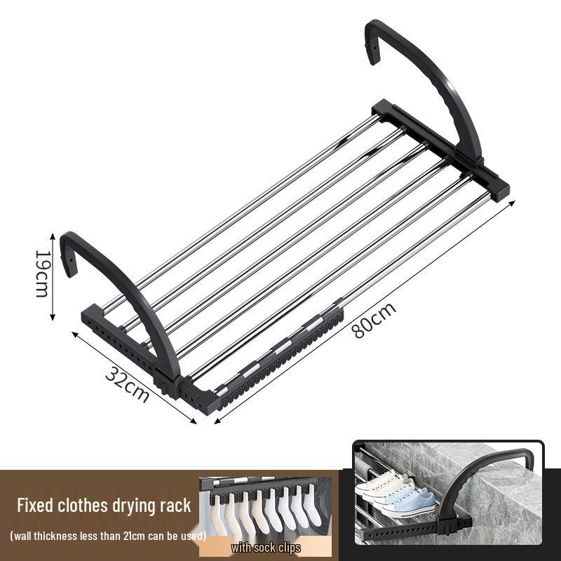 Telescopic Punch-Free Clothes & Shoe Drying Rack for Window Railings and Balcony
