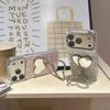 Heart-shaped Stand-Compatible iPhone Case with Inlaid Diamond Mirror and 3D Protective Design for iPhone 14-17
