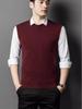 Men's Sleeveless Knit Cardigan: Autumn/Winter Solid Color Round Neck Vest