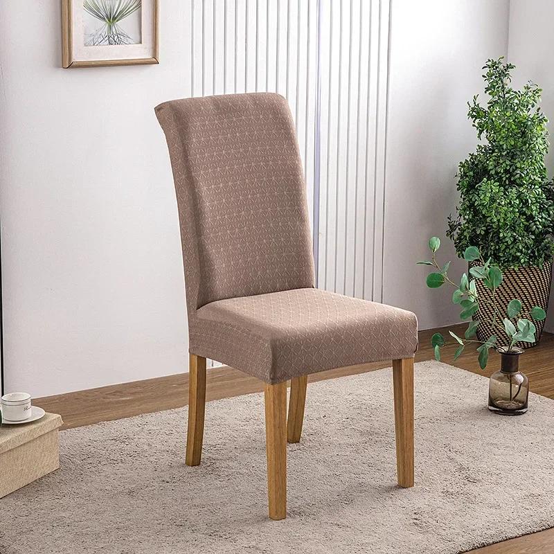 Elastic Solid Color Adjustable Chair Cover Jacquard Stretch Slipcovers Chair Seat Covers Kitchen Dining Room Wedding Banquet