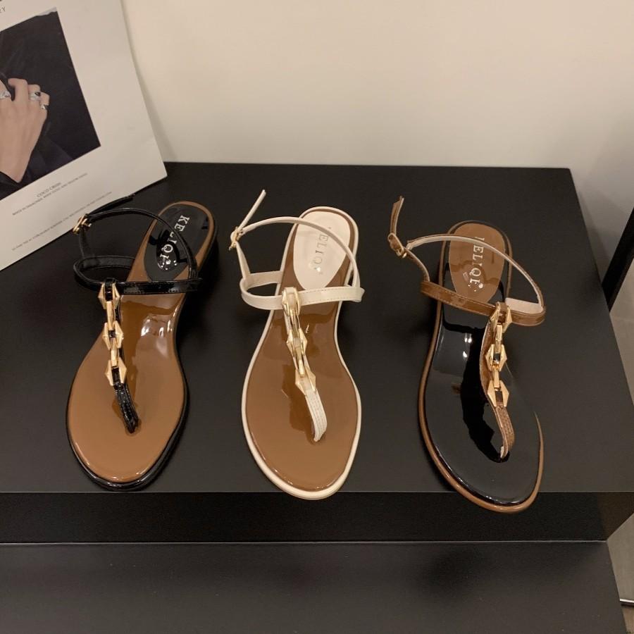 Niche thick heel French toe sandals fairy shoes 2025 new summer black temperament with skirt Roman shoes