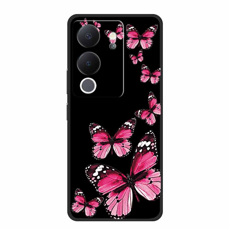 Funda For Vivo V30 Lite Case Cute Cartoon Cat Black Silicone Shockproof Soft Phone Cases For Vivo V30 Lite Back Cover Case Bag