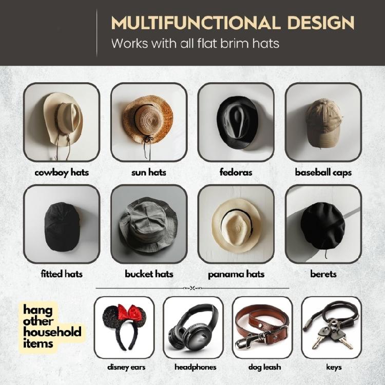 4/6/8/12pcs Baseball Caps Hangers Hat Organizer Wall Mounted Hat Display Shelf