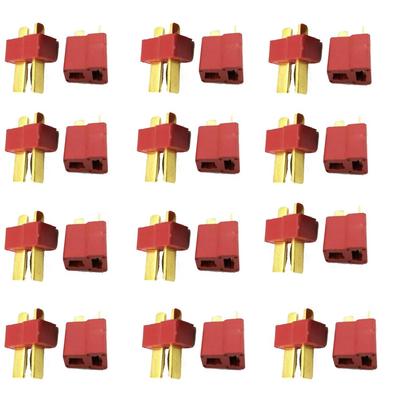 Yiqigou 12 Paires Connecteurs Adaptateurs Prises Mâle vers Femelle Type T Deans pour RC LiPo ESC (rouge)