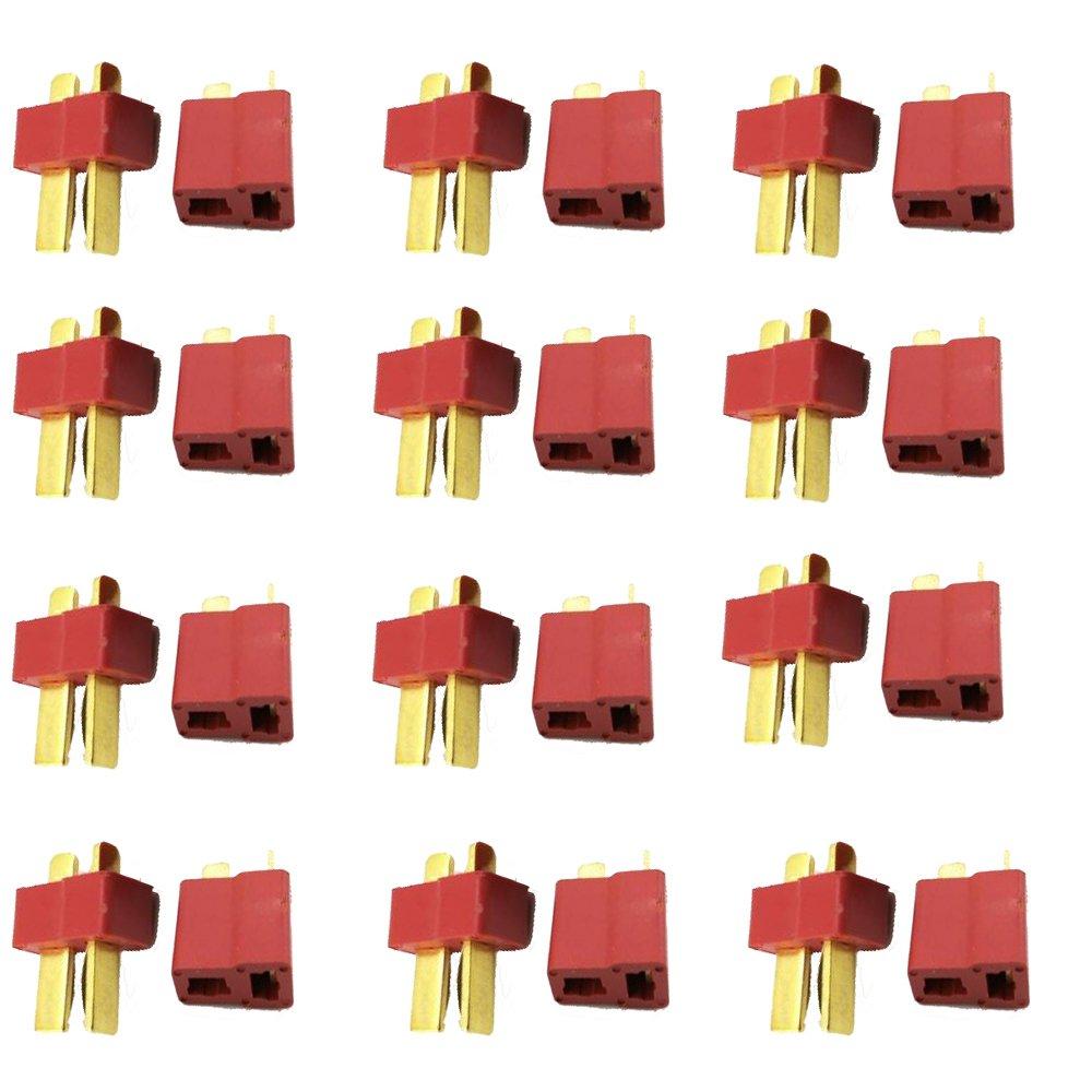 

Yiqigou 12 Pairs Deans T-Type Male to Female Plug Connector Adapter for RC LiPo ESC (Red)