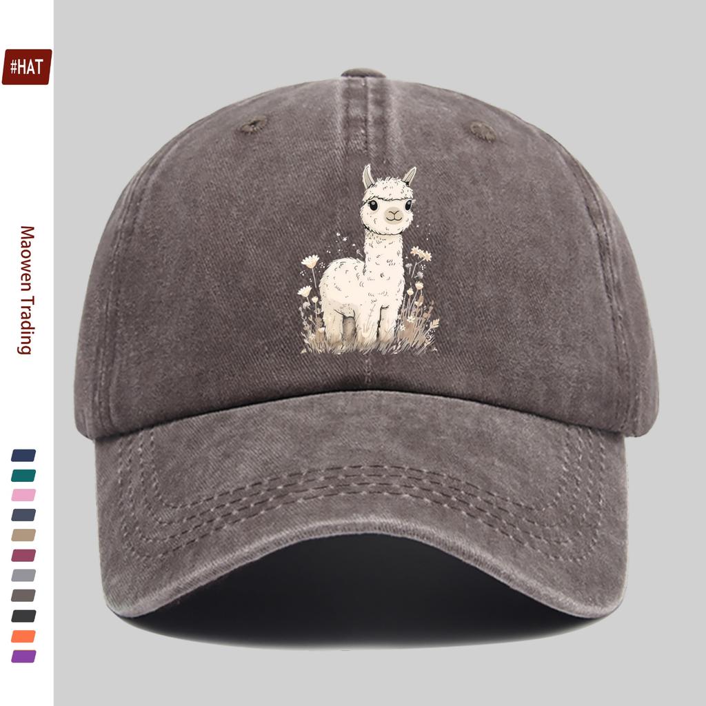 Pc Niedliche Alpaka-Print Baseballkappe Mode Trucker Papa Hut Bequeme Leichte Kopfbedeckung Verstellbarer Riemen Papa Hut Lässig