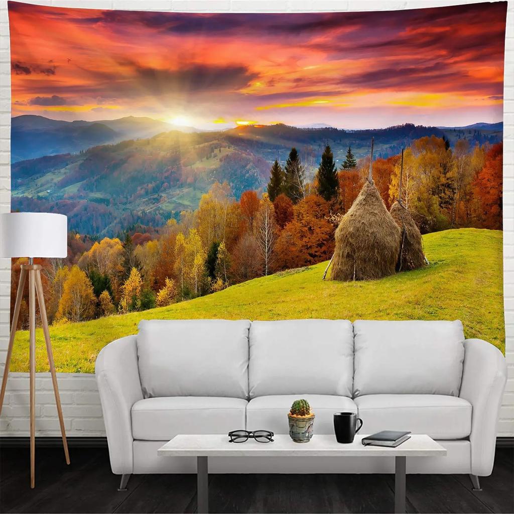 Natural Scenery Mountain Top Sunrise Pattern Tapestry Home Wall Decoration Tapestry Bedroom Living Room Tapestry
