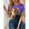 Funny Animal Cat 3D Print T-Shirts Casual Streetwear Short Sleeve Round Neck Women's T-shirts