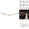 Decorações de Festa de Aniversário com Tema de Insetos e Libélulas Com Bandeirinhas Coloridas Giratórias e Etiquetas Penduradas Para Evento Infantil
