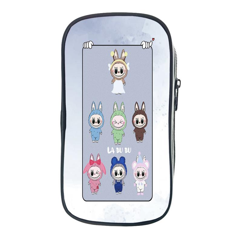 Labubu Cartoon Pen Bag The Monsters Printed Stationery Box Abubu Large Capacity Pencil Case Cute Anime Bags Student School Bag