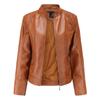 Giacca in pelle da donna alla moda, con colletto alto, in pelle PU, giacca in pelle da donna, cappotto in pelle da donna