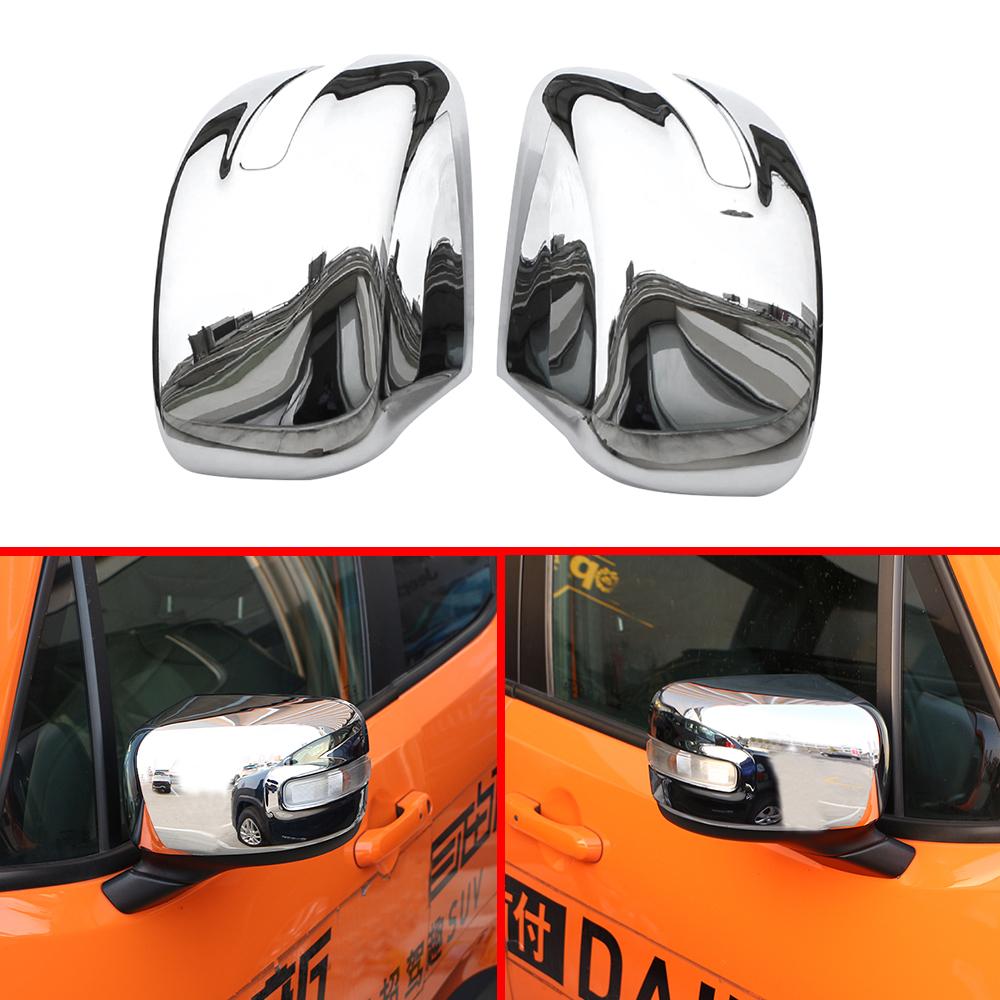 

For Jeep Renegade 2016-2021 Car Sticker Rearview Side Mirror Cover Wing Cap Exterior Door Rear View Case Trim Carbon Fiber Look серебряный