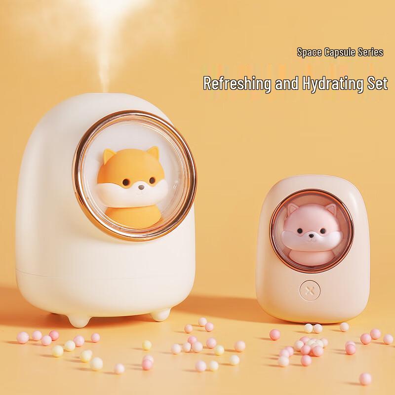 Space Capsule Pet Neck Fan with Humidifier Set