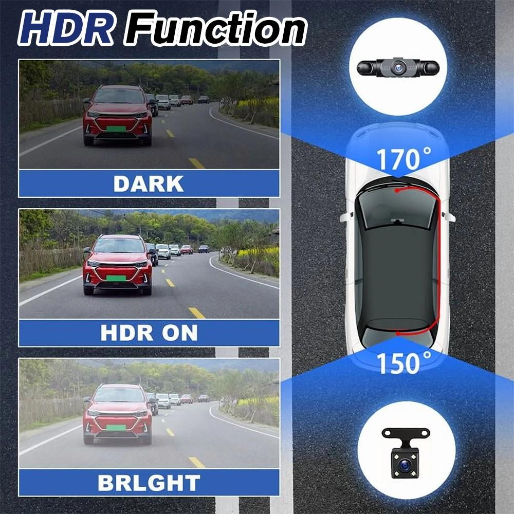360° Dash Cam 1080P HD Driving Recorder Car Front & Rear Inside 4 Channel Camera