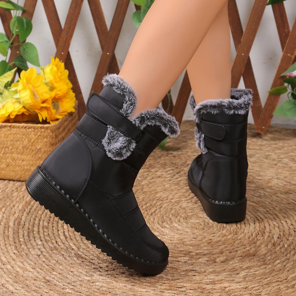 Winter Fleece and Thickened Snow Boots, Outdoor Warm Fleece Snow Cold-resistant and Comfortable Cotton Shoes