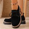 Vintage Black Oxford Shoes Women Plus Size 43 Thick Bottom Lace Up Shoes Woman Spring Non Slip Platform Casual Shoes Female