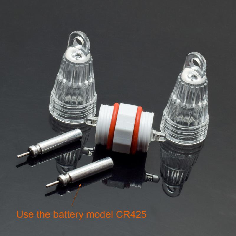 1Pc Led Fishing Light With 2 Battery Waterproof Dual Head Flashing Underwater Fish Suction Device Outdoor Fishing Accessories