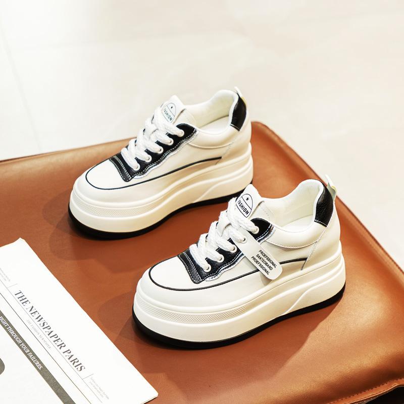 Fashion Women's Sneakers Internal Height Increase 9cm Outdoor Womens Walking Shoes Fashion Lace Up Wedge Heels Non Slip New Women Shoes
