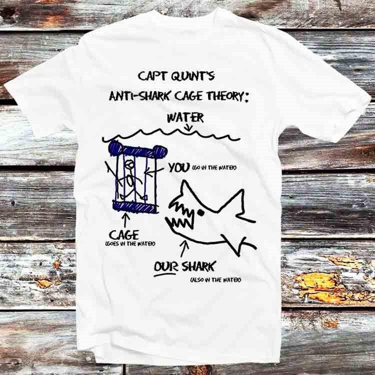 

Jaws Paws Capt Quints Anti Shark Cage Theory Water T Shirt B997 2XL