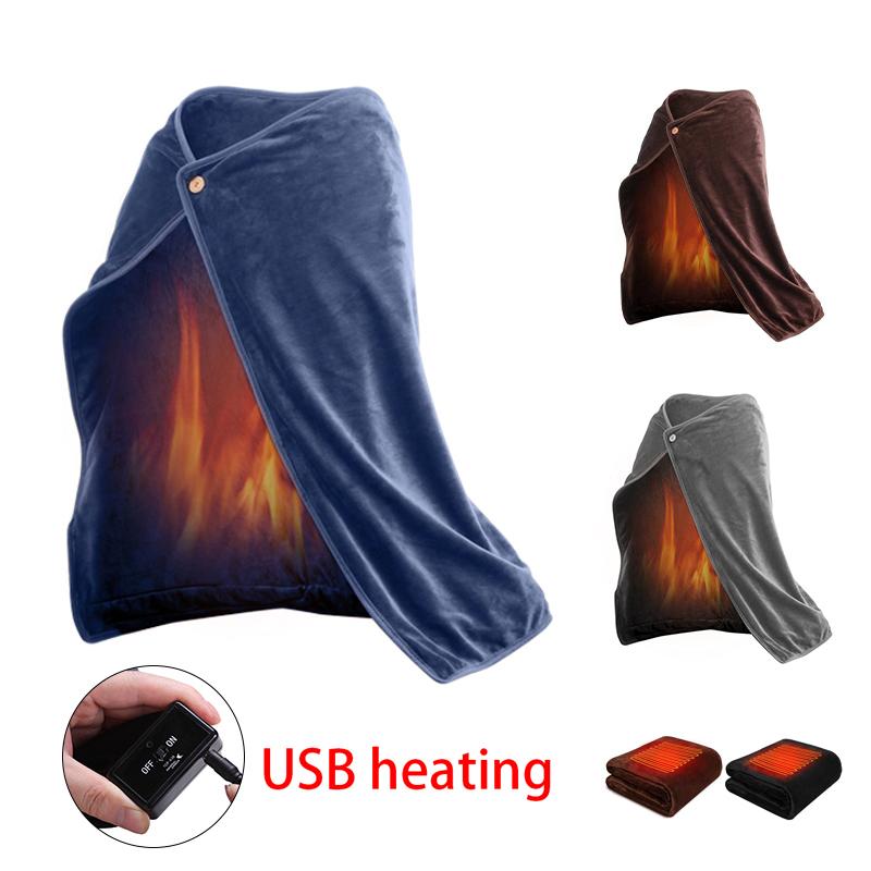 70x100cm USB Electric Heating Shawl Heating Blanket Washable 6 Heat Settings Heated Blanket Thermal Knee Pads Working Heating