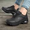 Waterproof Women's Walking Shoes Fashion Air-cushion Casual Sports Shoes Ladies Lace-up PU Leather Platform Shoes