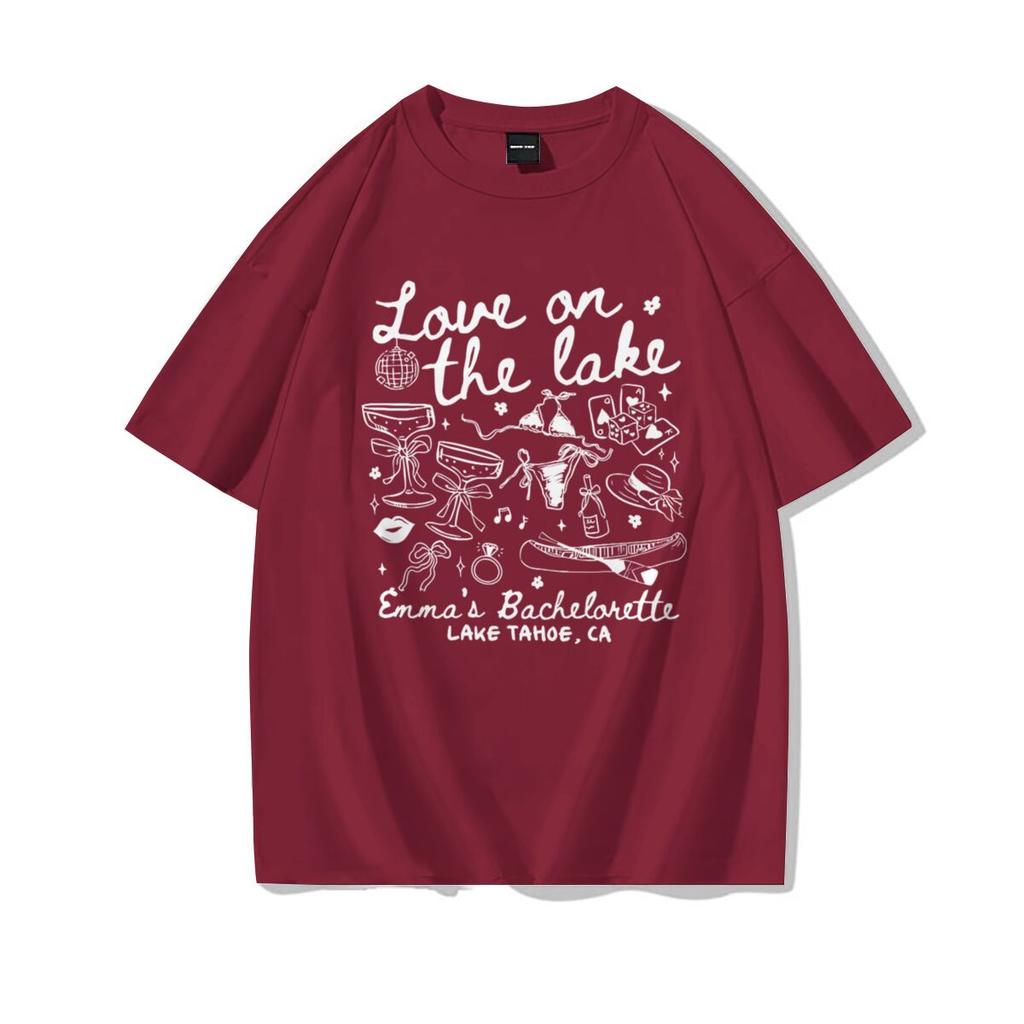 Love On The Lake Unisexs Tshirt Harajuku Graphic Casual Top 100 Cotton Tshirt Girls Retro Vintage Casual Round Neck Tops