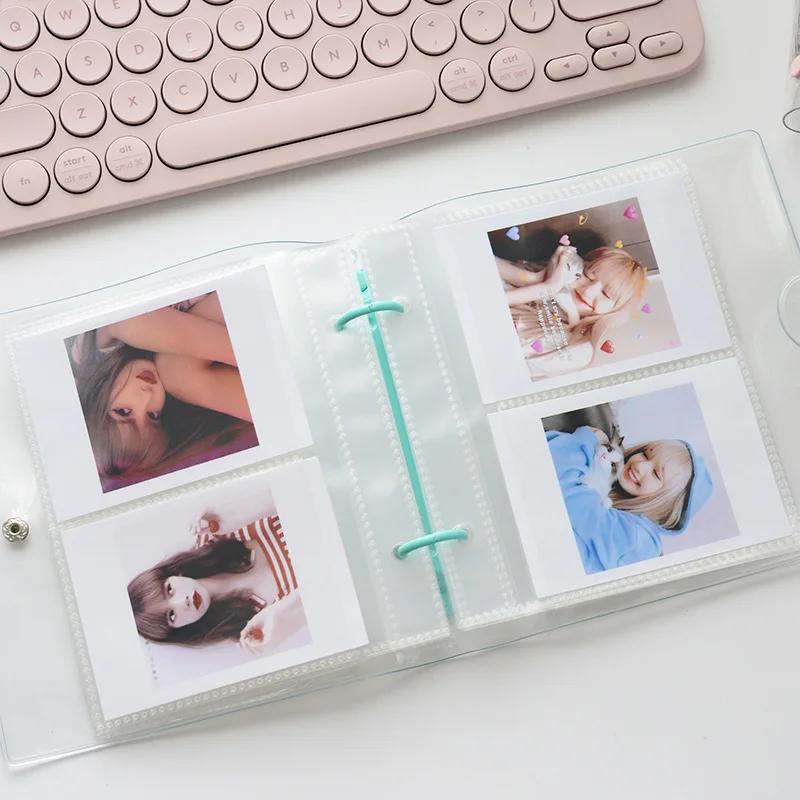 100 Pockets Photo Album 3/5 Inches Transparent Loose Leaf Binder Photocard Name ID Card Holder Case Storage Name Card Book Card