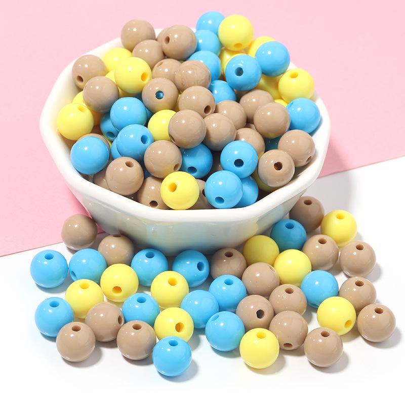 Akrylové Vánoční Série Jednobarevné Kulaté Korálky pro DIY Řetízky na Mobilní Telefon