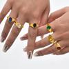Vnox Minimalist Round Zircon Inlaid Rings For Women Men Stainless Steel Gold Color Elliptical Stone Ring Jewelry Never Lose