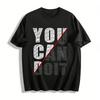 Motivational Slogan Print T-shirt YOU CAN DO IT Trendy Loose Top Pure Cotton T-shirt