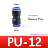 Quick-Connect Pneumatic Air Tube Coupler PU Sizes 4-12, Straight Through, PBT Plastic