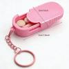 Waterproof Keychain Pill Organizer Tulip Pattern Portable Compact Pill Case Small for Outdoor Activities Daily Medication Carry