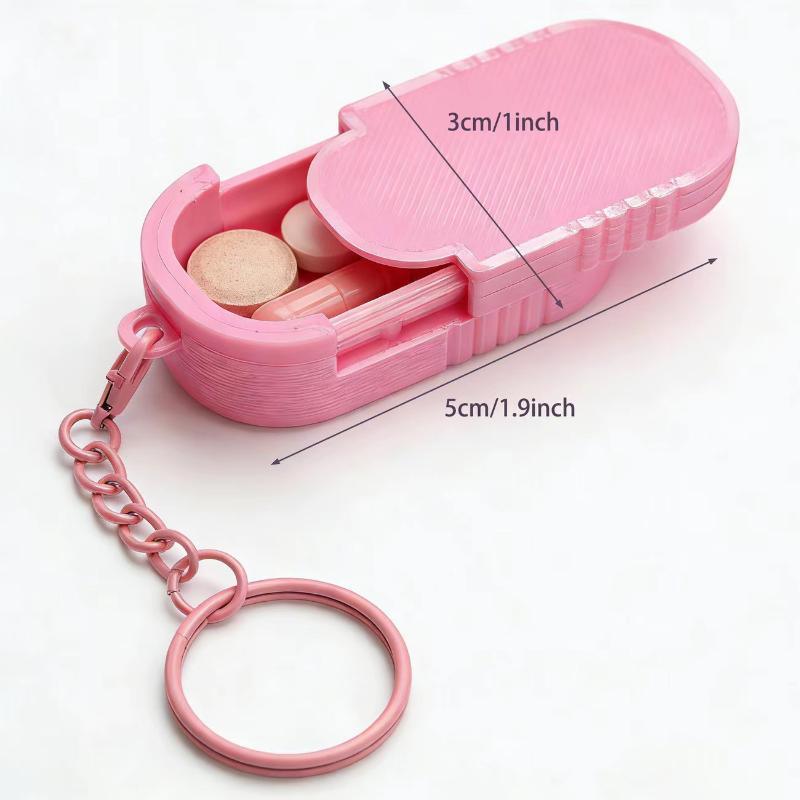 Waterproof Keychain Pill Organizer Tulip Pattern Portable Compact Pill Case Small for Outdoor Activities Daily Medication Carry